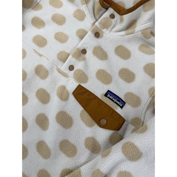 Patagonia Synchilla Fleece Pullover Womens Medium Polka Dot Snap-T Cream Tan - Picture 4 of 7